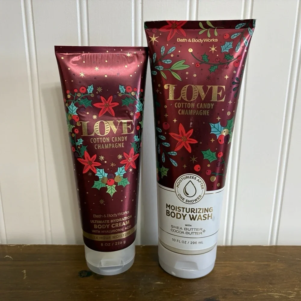 Bath & Body Works Love Cotton Candy Champagne Body Lotion & Body Wash Opened Box